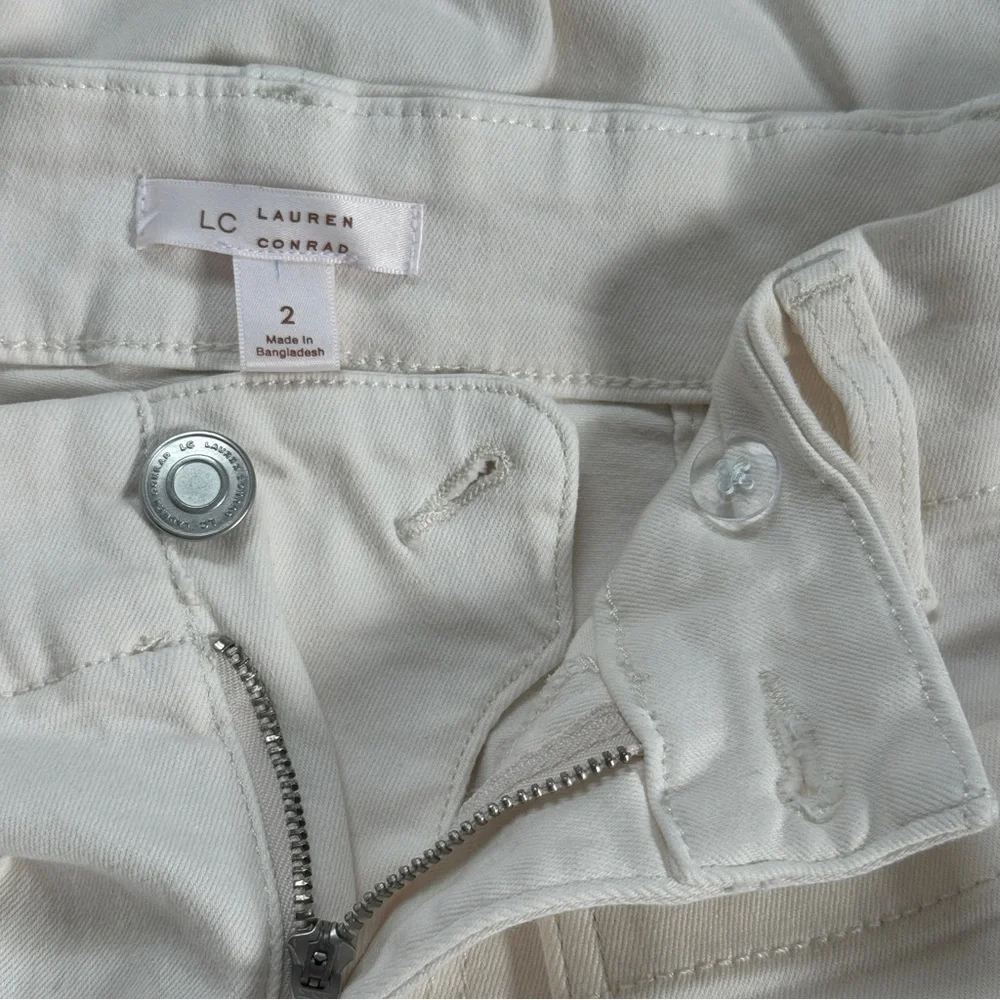 NWOT | LAUREN CONRAD KOHLS STRETCH WHITE SUPER HIGH RISE WIDE LEG CROP JEANS - Picture 7 of 8